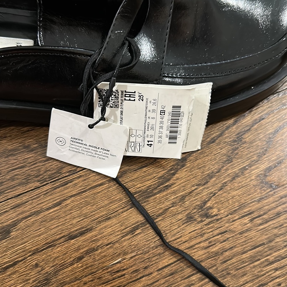 NWT Zara Women’s Loafer Slide On Shiny Black Mules Size 10/41 - Picture 6 of 11